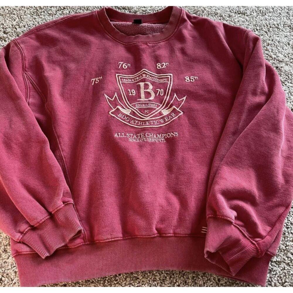 BDG Juniors Small Red Pullover Crewneck Sweatshirt Urban Oufitters